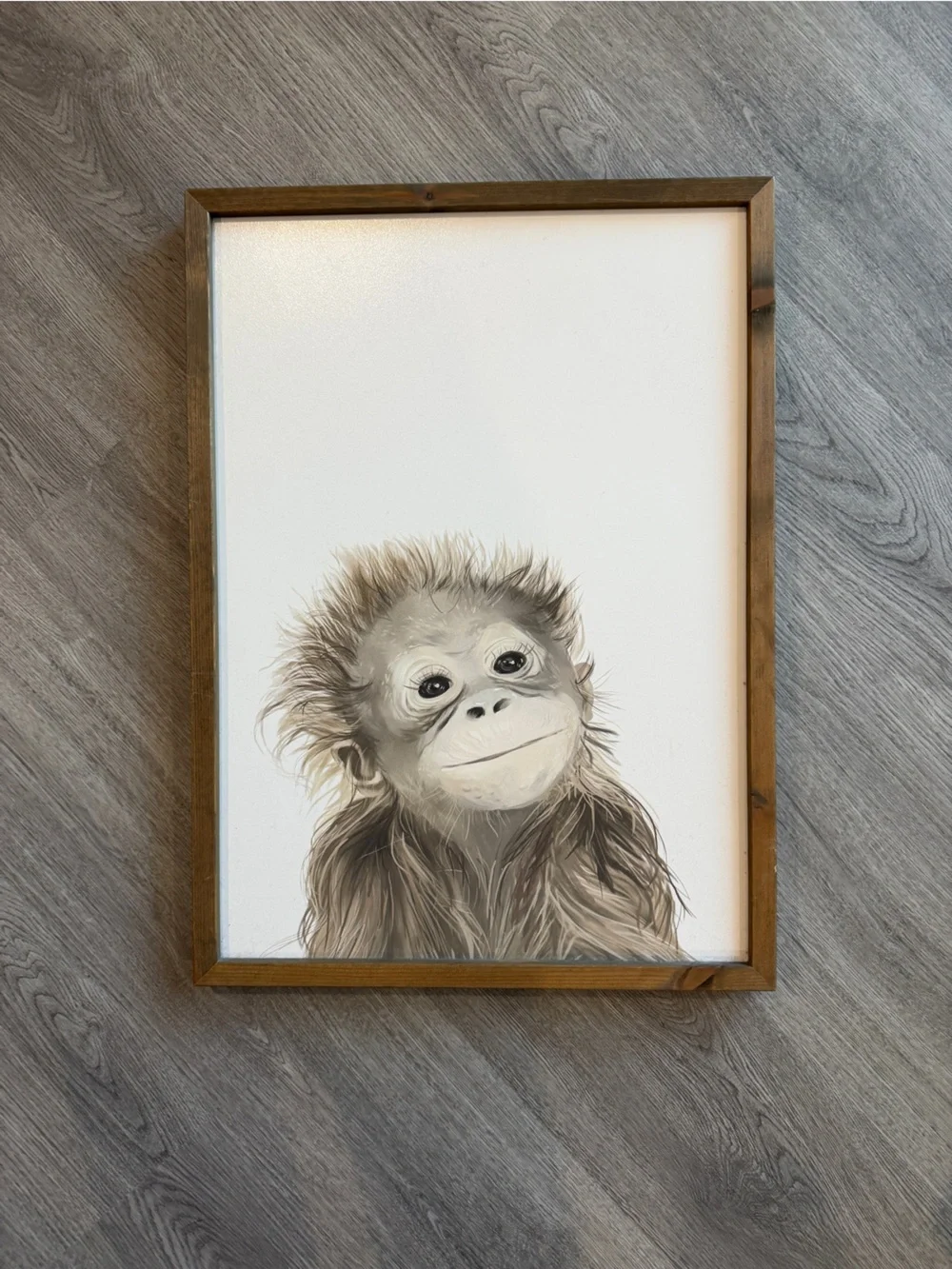 Framed Monkey Portrait Wall Art - Neutral Tones